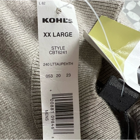 Croft & Barrow Men’s Long Sleeve Crew Neck Taupe Sweater Sustainable Size XXL - Picture 5 of 8